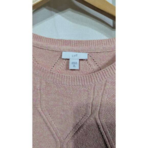 J. Jill Pink Perfect Cabled Crew-Neck Tunic Sweater Sz XL Pink Heather Preppy - Picture 7 of 7